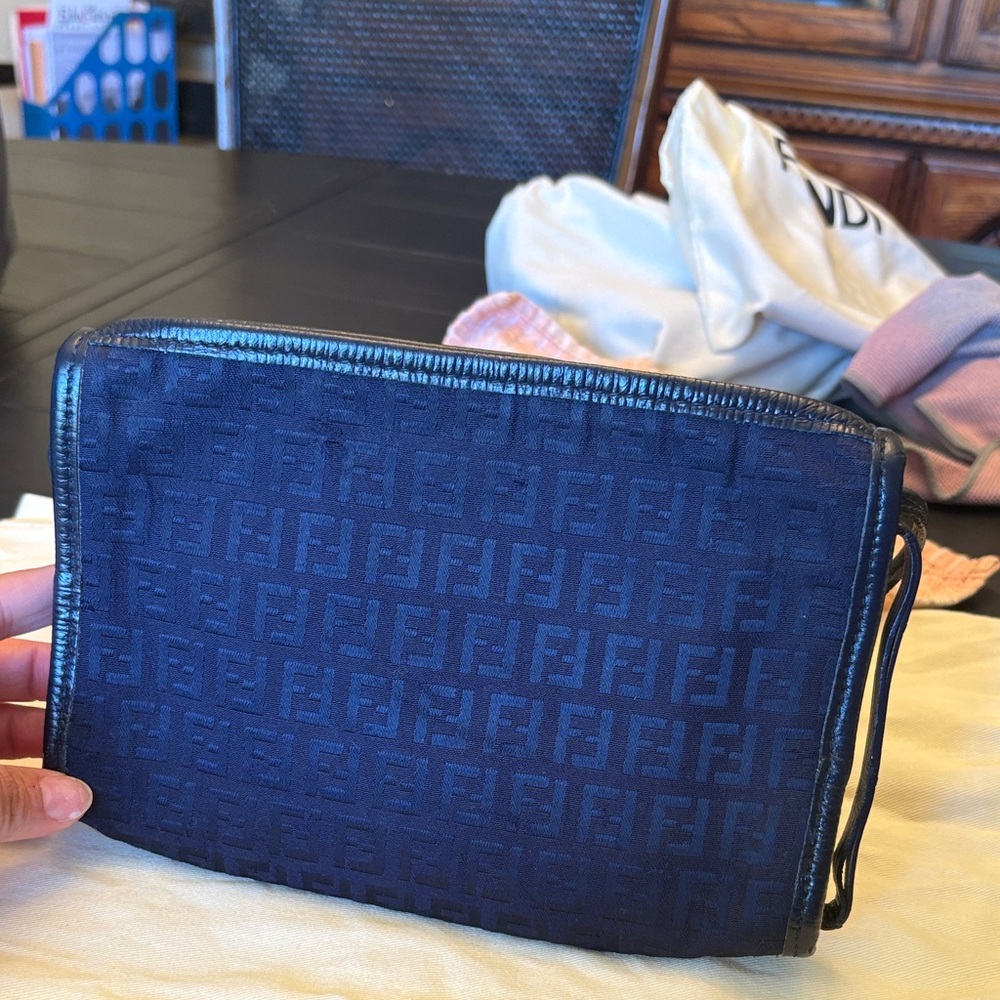 Fendi Navy Zucchino Canvas Crossbody with Tonal FF - Picture 7 of 8